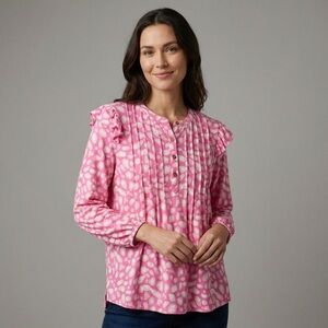 NWT Crown & Ivy Pink Button Blouse